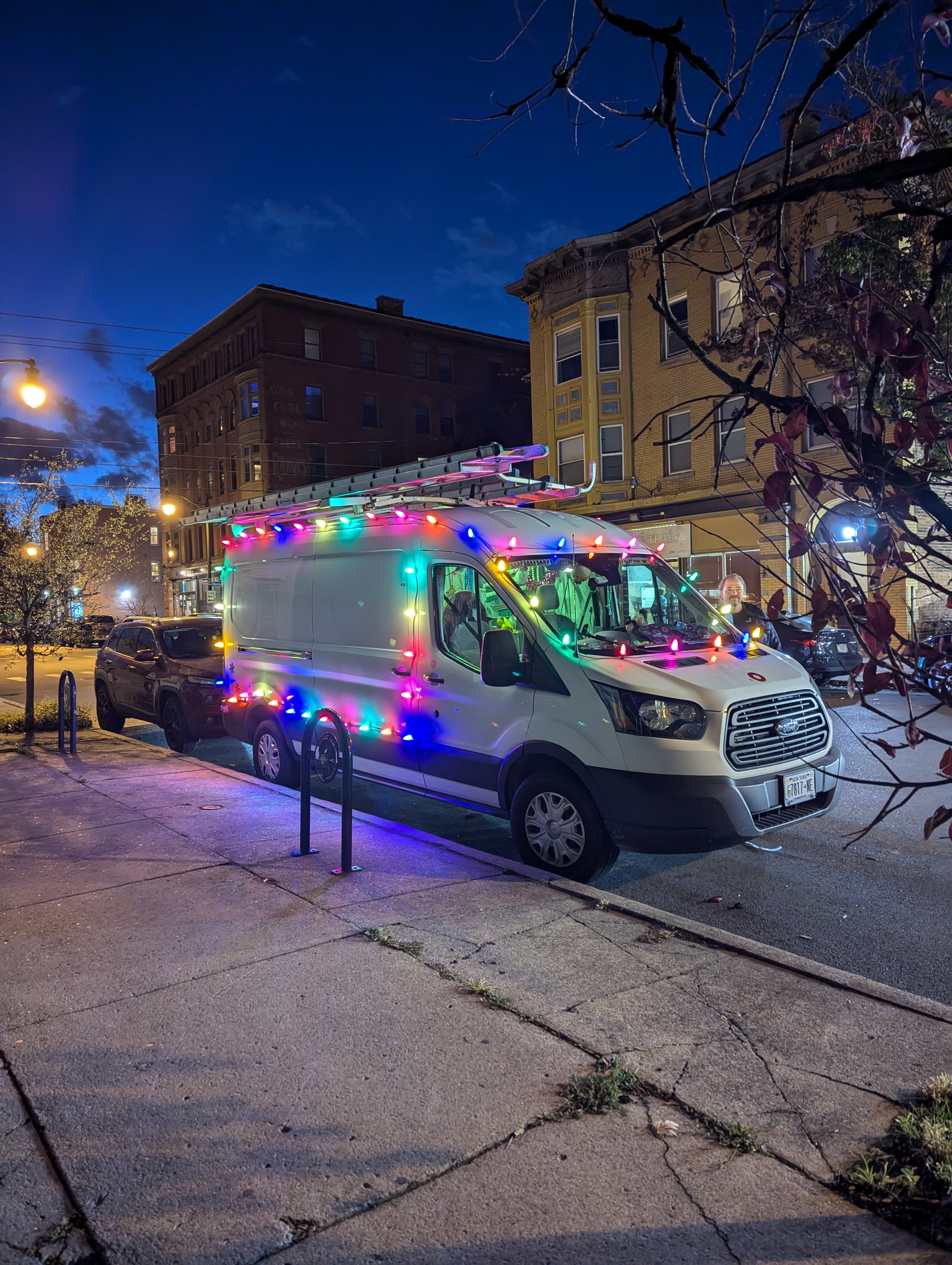 Carolina Clean WNY service van during seasonal lighting work
